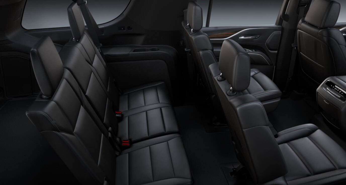 Cadillac Escalade ESV spacious luxury interior with black leather seats