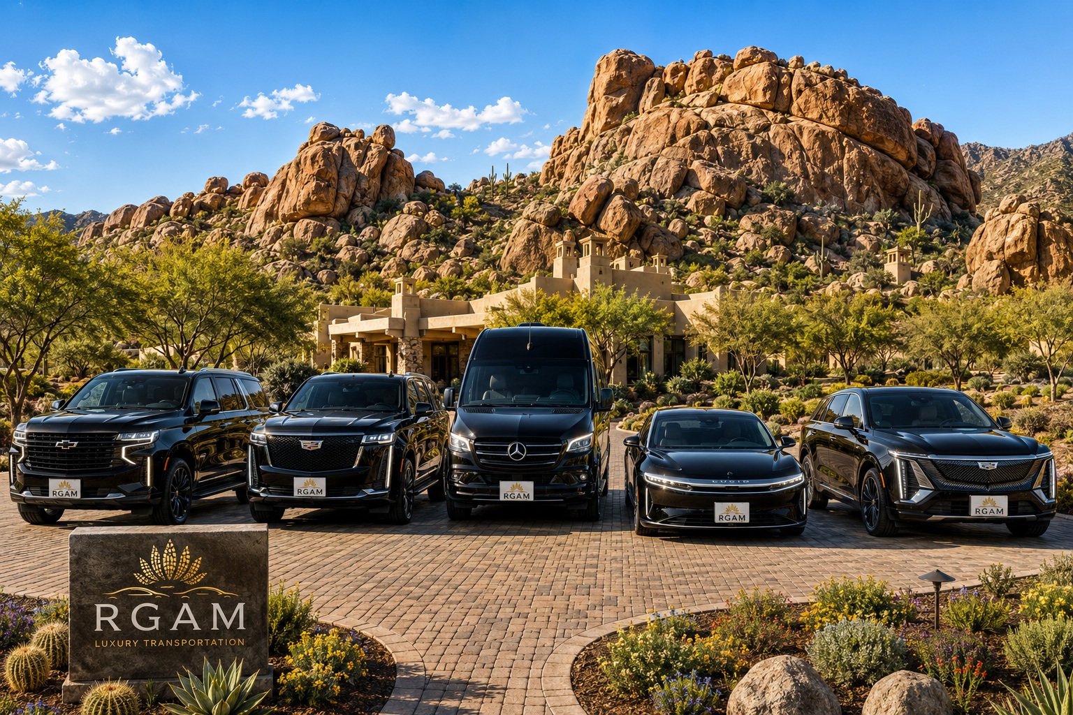 Boulders Resort Limo Service Scottsdale Luxury transportation fleet at Boulders Resort in Scottsdale Arizona