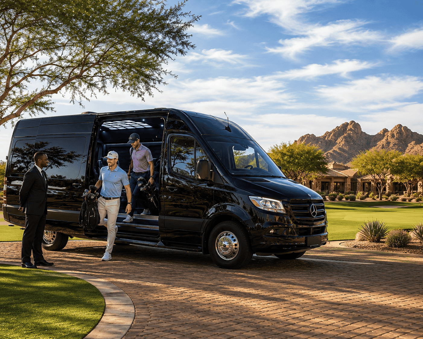 Luxury executive van transportation service in Scottsdale for corporate groups, golf outings, airport transfers, and business travel