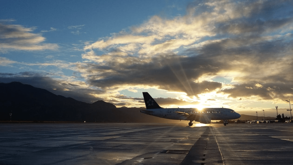 A silhouette of an airplane