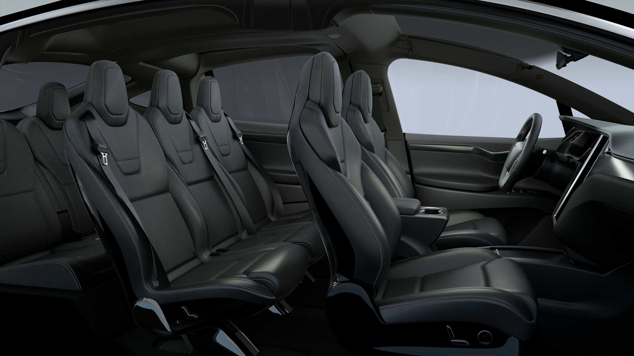 Tesla Model X luxury black leather passenger interior