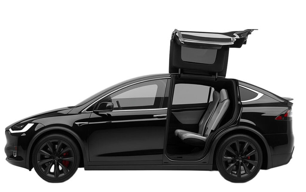 Black Tesla Model X luxury sedan for 3-passenger executive transportation