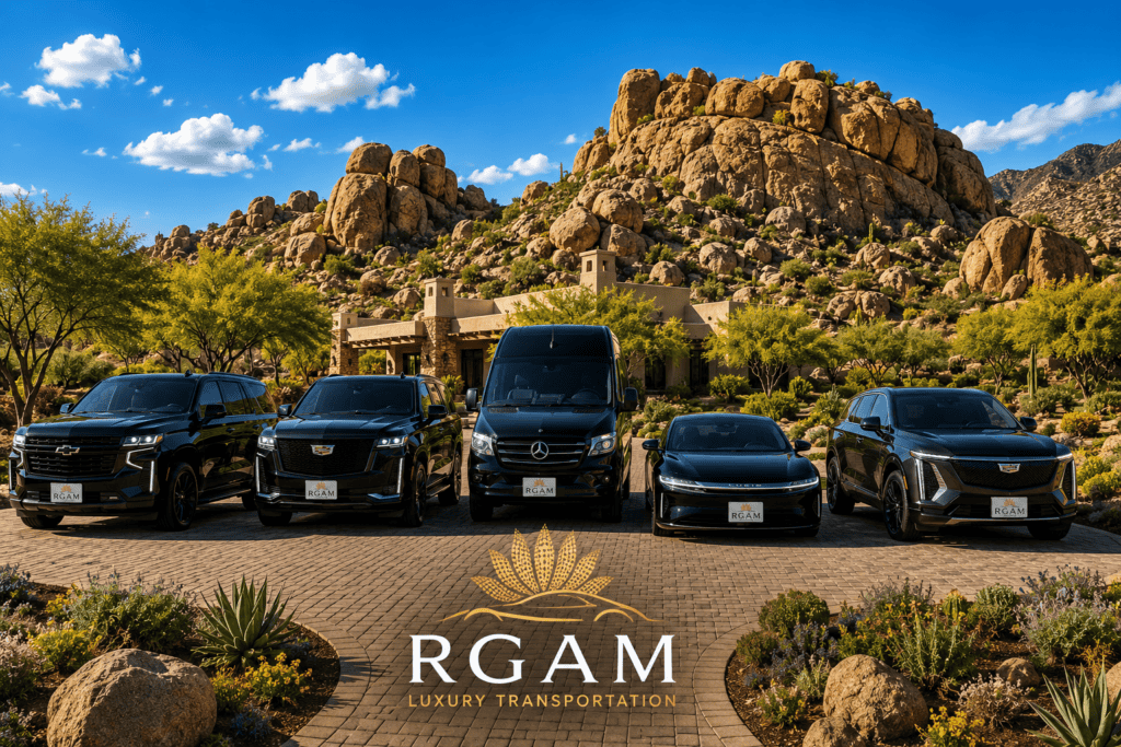 RGAM Transportation luxury fleet at a Scottsdale resort providing airport, executive and group transportation services