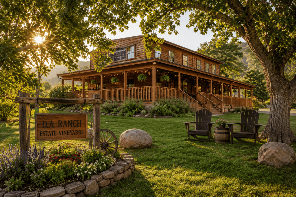 D.A. Ranch Estate Vineyards in Cornville near Sedona, Arizona, featuring vineyard grounds, rustic tasting room, and scenic Verde Valley surroundings.