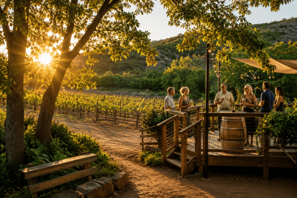 Page Springs Cellars winery in Cornville near Sedona, Arizona, featuring vineyard views, outdoor wine tasting, and scenic Verde Valley landscapes.