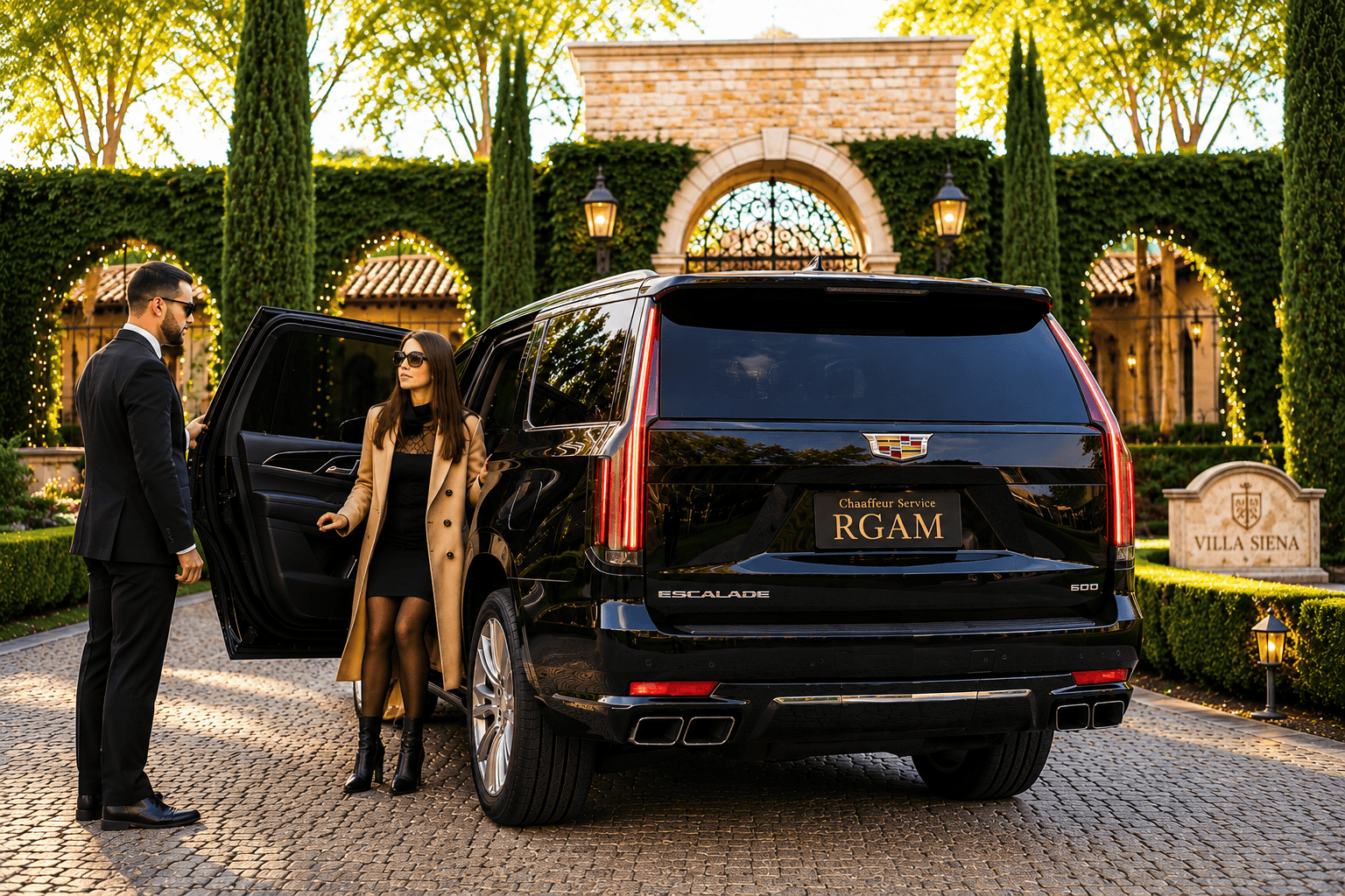 Luxury wedding transportation service in Phoenix Arizona with professional chauffeur and luxury SUV for wedding day transportation.