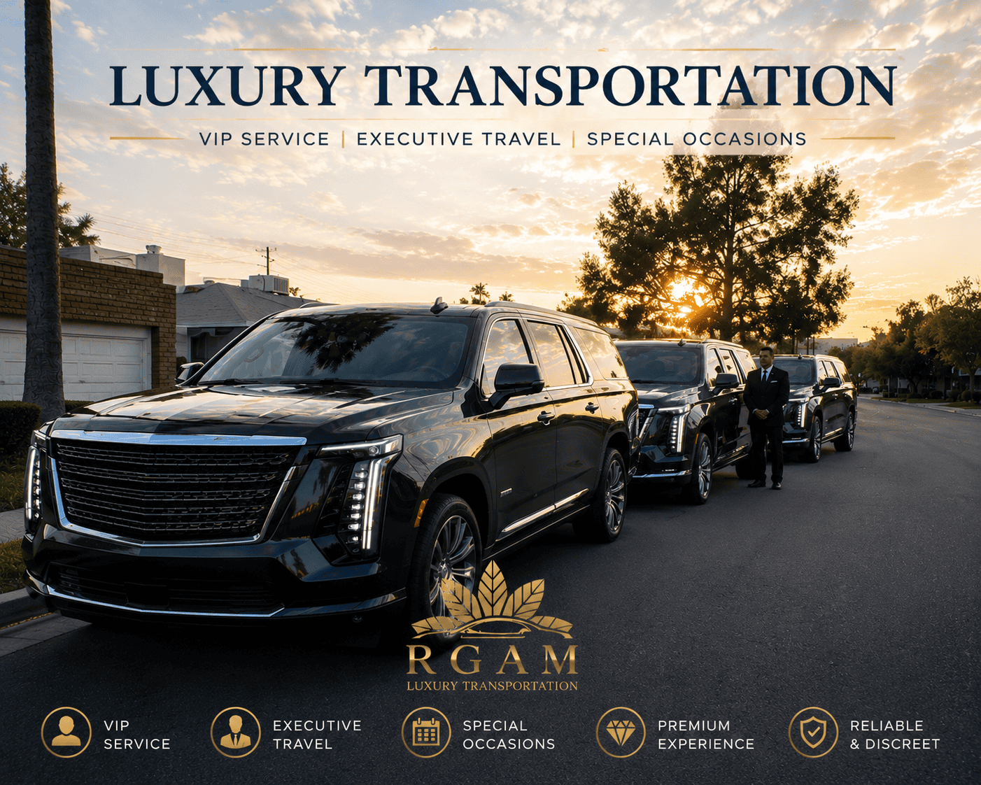 Luxury VIP event transportation in Phoenix Arizona with professional chauffeur and luxury SUV for weddings, concerts, sporting events and special occasions.