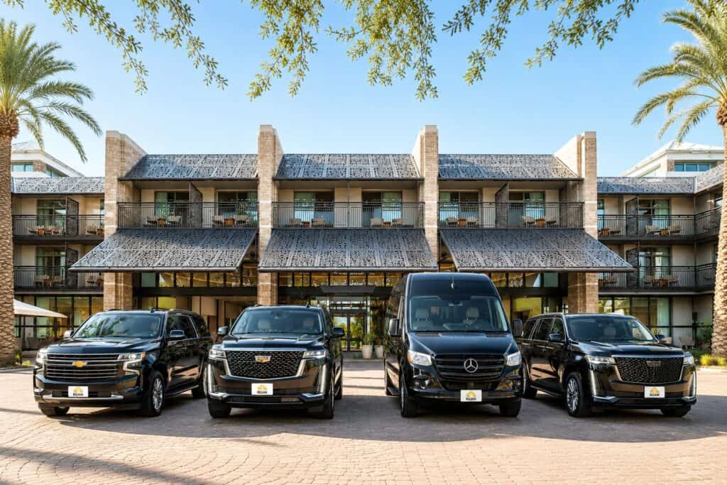 Luxury hotel transportation service in Phoenix Arizona with professional chauffeur and luxury vehicle for hotel pickups and transfers.