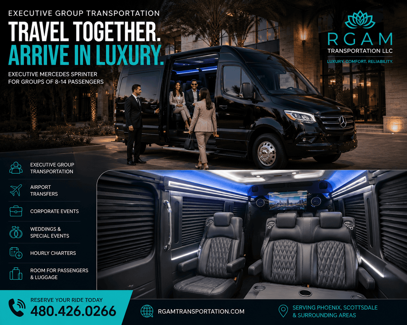 Executive Mercedes Sprinter Transportation in Phoenix & Scottsdale