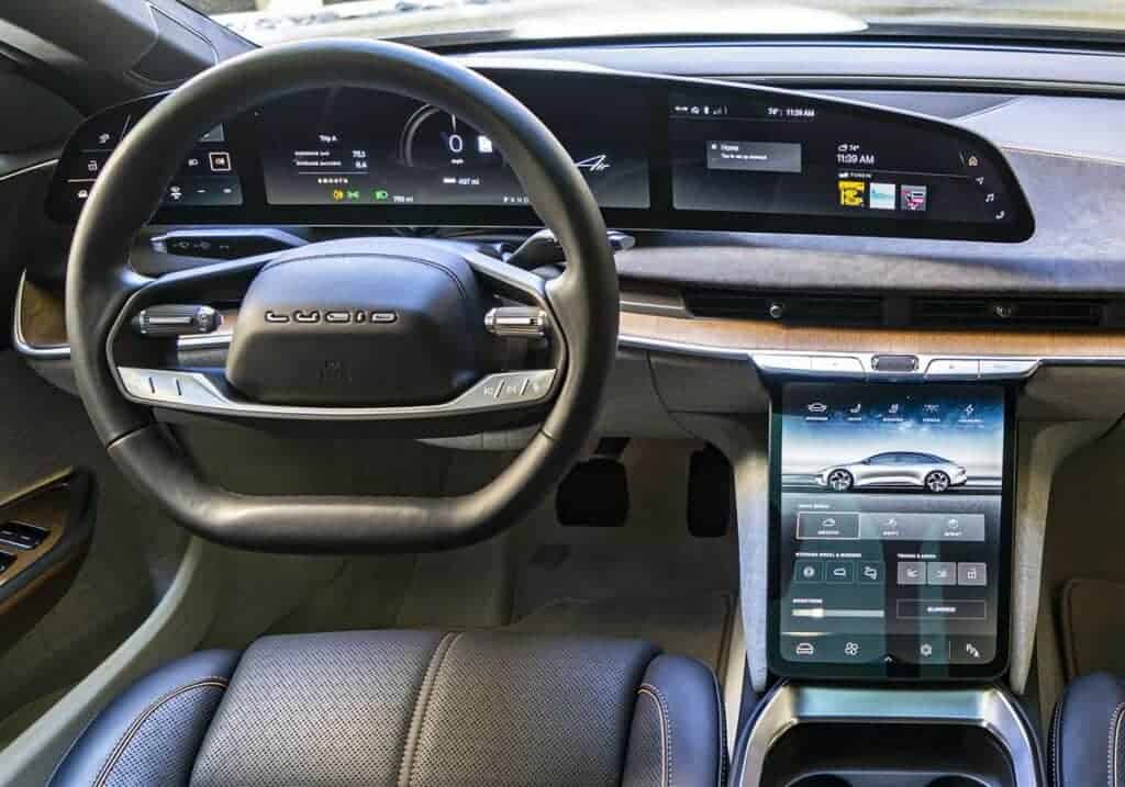 Lucid Air luxury interior dashboard and digital cockpit