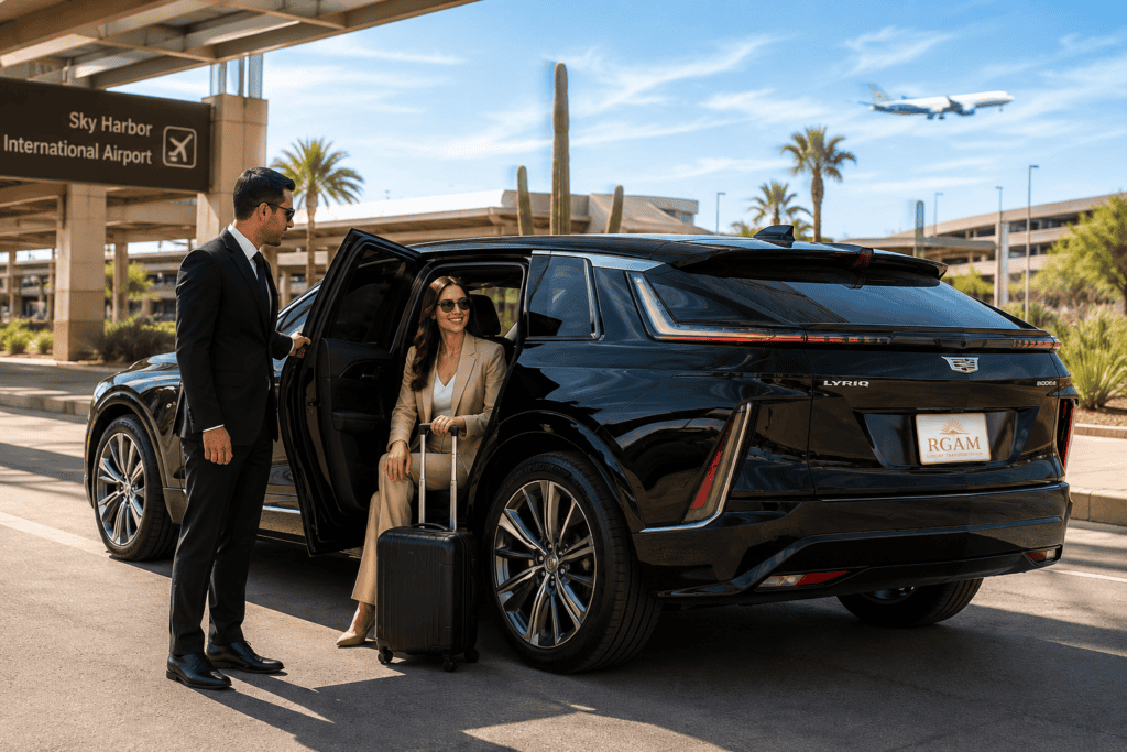 Cadillac LYRIQ private transportation from Phoenix Airport to Scottsdale