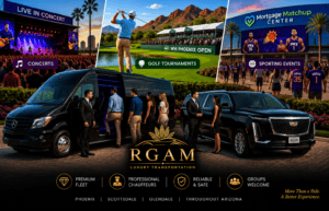 RGAM luxury event transportation in Phoenix and Scottsdale with Mercedes Sprinter and Cadillac Escalade