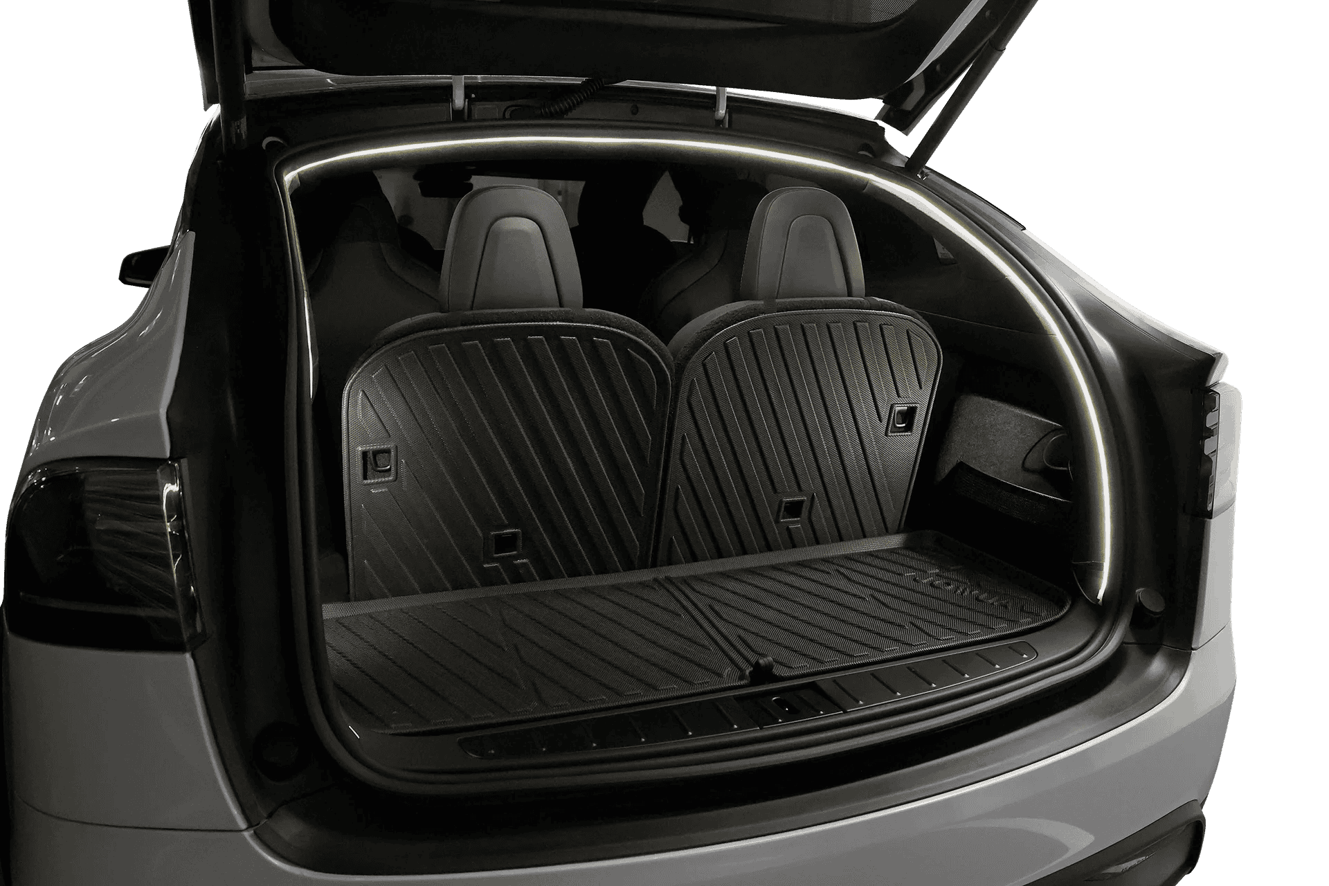 Tesla Model X rear cargo area with third-row seats